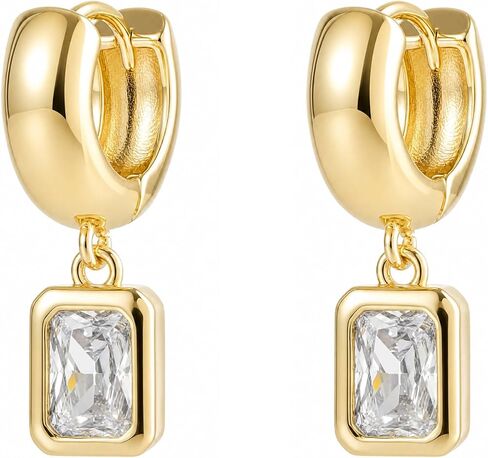 SHERLOVE Chunky Huggie Hoop Gold Dangle Earrings for Women Trendy Diamond Cubic Zirconia Drop Dangle Statement Earrings Women Jewelry Gifts Accessories in Saudi Arabia
