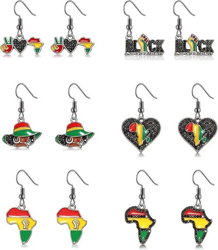 الأقراط الأفريقية للنساء المينا أفريقيا خريطة أقراط العرقية Juneteenth أقراط التاريخ الأسود عيد الاستقلال أقراط مجوهرات الأفريقية هدايا in Kuwait