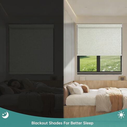 Changshade Custom No Drill No Tools Blackout Roller Shades for Window, Cordless Roller Shades Thermal Insulated UV Protection Privacy, Easy Install Roller Blinds for Home Office, Cream in Saudi Arabia