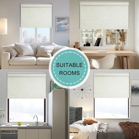 Changshade Custom No Drill No Tools Blackout Roller Shades for Window, Cordless Roller Shades Thermal Insulated UV Protection Privacy, Easy Install Roller Blinds for Home Office, Cream in Saudi Arabia