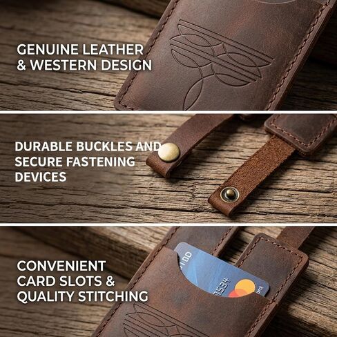 Boot Wallet with Snap Strap, Western Boot Wallet for Women, Cowboy Boot Wallet, Secure Card Holder for Rodeo, Country Concerts, Daily Adventures, Premium Leather Craft, Dark Brown in Saudi Arabia