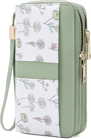 SENDEFN Wallets for Women Double Zip Pocket RFID Blocking Vegan Leather Card Holder Ladies Large Capacity Wristlet Clutch in Kuwait