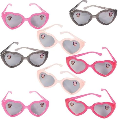 Minnie Mouse Forever Heart-Shaped Design Glasses - 5" x 1.9" x 4.25" (8 Pack) | Assorted Glittery Color Glasses for Kids Party Favors & Giveaways in Kuwait