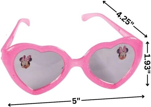 Minnie Mouse Forever Heart-Shaped Design Glasses - 5" x 1.9" x 4.25" (8 Pack) | Assorted Glittery Color Glasses for Kids Party Favors & Giveaways in Kuwait