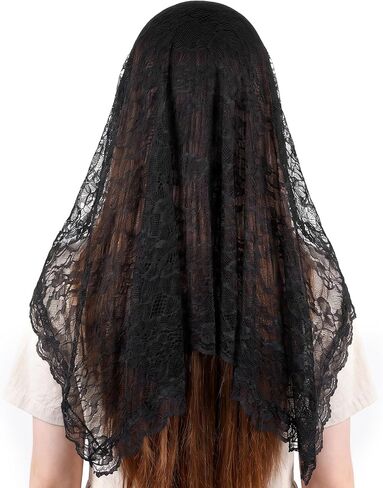 Fengek Lace Veils, D-Shape Church Veil for Catholic & First Communion Veil Head Covering in Kuwait