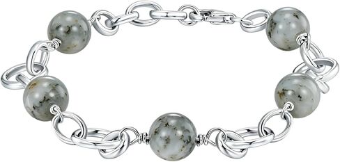 Natural 8mm Gemstone Bracelet Solid 925 Sterling Silver Adjustable Link Bracelets Healing Energy Jewelry Anniversary Birthday Jewelry Gift for Women 7-9 Inches in Saudi Arabia