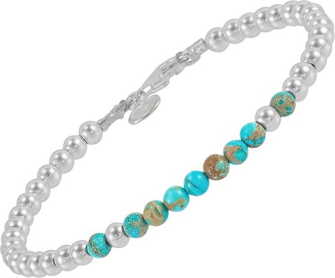 Silpada 'Fun Delight' Sterling Silver Jasper and Hematite Bead Bracelet, 7.5 inches (4mm) in Kuwait