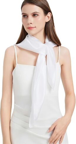 100% silk scarf for women-summer 35 inch square white mulberry silk head neck scarf for hair wrapping at night(FJ-White) in Kuwait