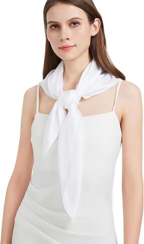 100% silk scarf for women-summer 35 inch square white mulberry silk head neck scarf for hair wrapping at night(FJ-White) in Kuwait