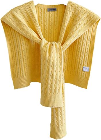Cable Knit Shawl Wraps for Women Knotted Sweater Shawl Scarf Soft Poncho Shoulder Top Cover Up Cardigan Accessories in Saudi Arabia