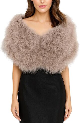 LVCOMEFF Natural Feather Shawl Turkey Feather Cape Small Stole Wrap for Party Wedding Clubwear in Saudi Arabia