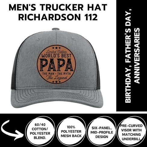 Worlds Best Papa Hat - Papa Gifts from Grandkids Grandchildren - Fathers Day Christmas Birthday Gifts - Pregnancy Announcement for Grandparents - Best Grandpa Gifts - Richardson 112 Trucker Hat in Saudi Arabia