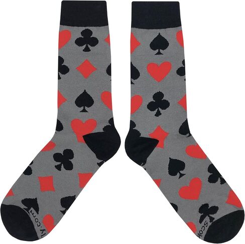 Playing Card Suit Dress Socks Funny Novelty Crazy Fun Design Men Size 8-12 Cotton Casual Crew Colorful Funky Fancy Socks Gift for Men in Kuwait