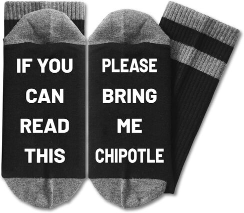 Funny Food Socks – If You Can Read This Bring Me Chipotle Socks, Novelty Gift for Burrito Taco Lovers, Comfy Cotton Blend.(032) in Kuwait
