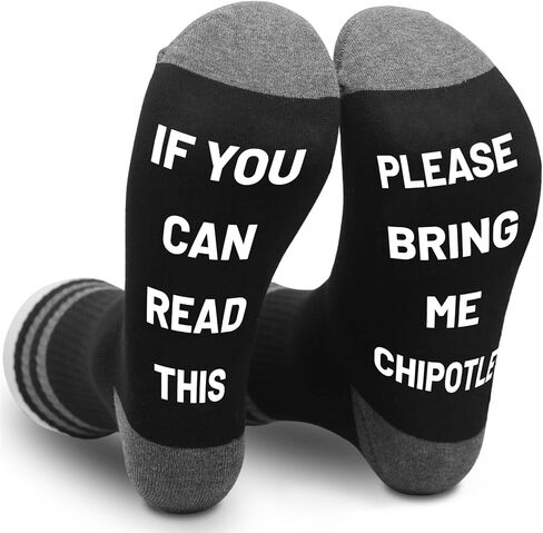 Funny Food Socks – If You Can Read This Bring Me Chipotle Socks, Novelty Gift for Burrito Taco Lovers, Comfy Cotton Blend.(032) in Kuwait