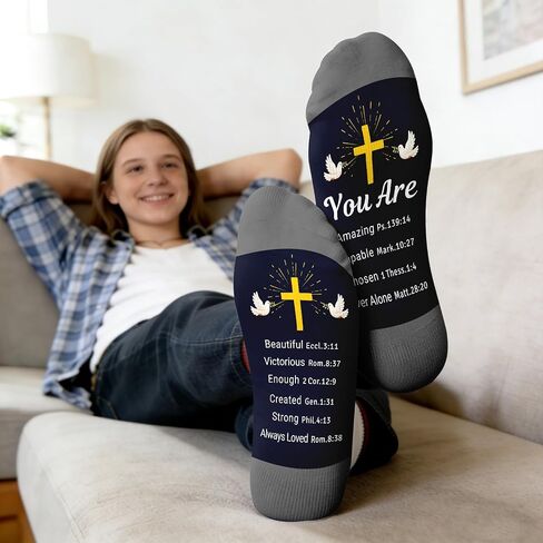 Faith Religious Jesus Socks for Boys Girls Christian Cross Socks for Women Men Confirmation Gifts for Teenager First Communion Gift College Dorm Room Essential Prayer Sock for Youth Boys Church Easter in Kuwait