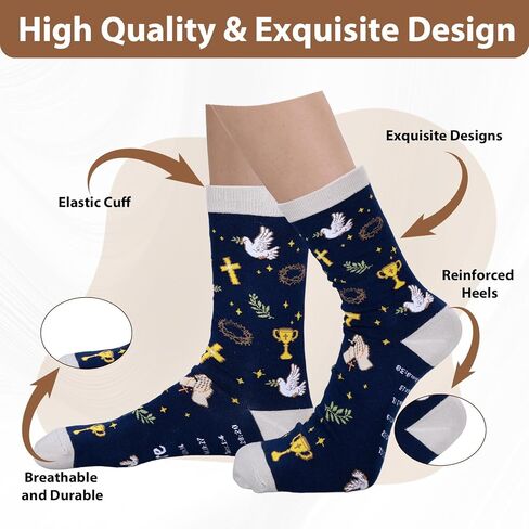 Faith Religious Jesus Socks for Boys Girls Christian Cross Socks for Women Men Confirmation Gifts for Teenager First Communion Gift College Dorm Room Essential Prayer Sock for Youth Boys Church Easter in Kuwait