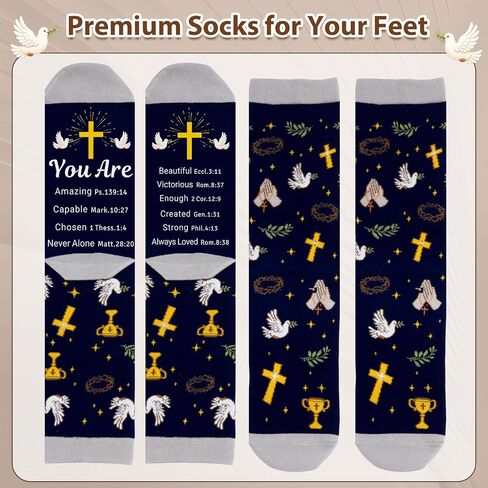 Faith Religious Jesus Socks for Boys Girls Christian Cross Socks for Women Men Confirmation Gifts for Teenager First Communion Gift College Dorm Room Essential Prayer Sock for Youth Boys Church Easter in Kuwait