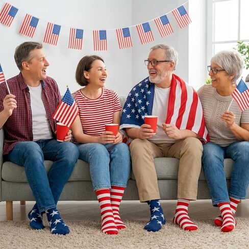 Mikovivi American USA Flag Socks for Women Men, Red White and Blue Stars & Stripes Patriotic Socks for Adults 4th of July 250th Anniversary Memorial Veterans in Saudi Arabia