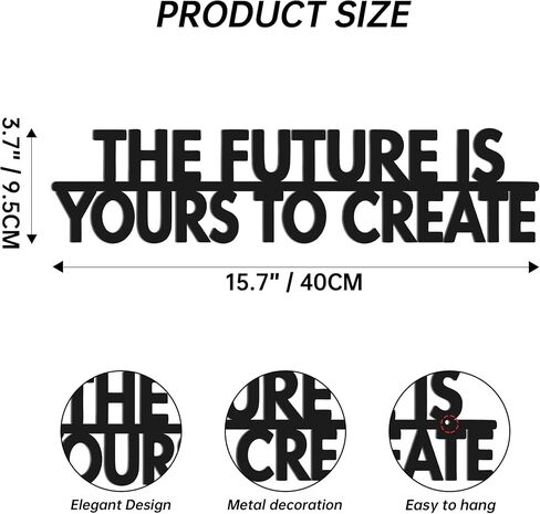 Motivational Metal Wall Art "THE FUTURE IS YOURS TO CREATE" Inspirational Office Wall Decor, Gym Wall Art for Home, 15.7" x 3.7" in Saudi Arabia