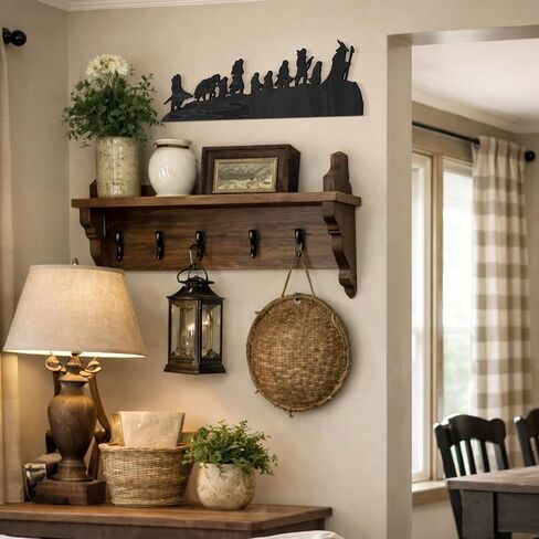 Cbloxtor Fantasy Adventure Wall Decor 23.6" Wooden Journey Silhouette Wall Art, 2 Piece Rustic Wood Wall Sign with Adhesive Dots, Double Sided Black Finish for Living Room, Entryway, Office, Study Room Decor in Saudi Arabia