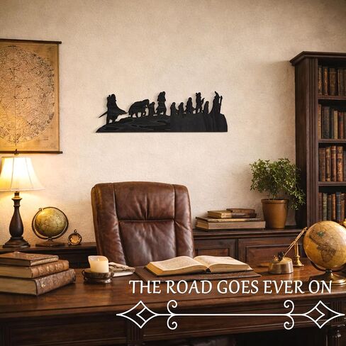 Cbloxtor Fantasy Adventure Wall Decor 23.6" Wooden Journey Silhouette Wall Art, 2 Piece Rustic Wood Wall Sign with Adhesive Dots, Double Sided Black Finish for Living Room, Entryway, Office, Study Room Decor in Saudi Arabia
