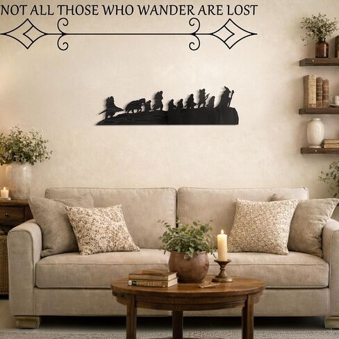 Cbloxtor Fantasy Adventure Wall Decor 23.6" Wooden Journey Silhouette Wall Art, 2 Piece Rustic Wood Wall Sign with Adhesive Dots, Double Sided Black Finish for Living Room, Entryway, Office, Study Room Decor in Saudi Arabia