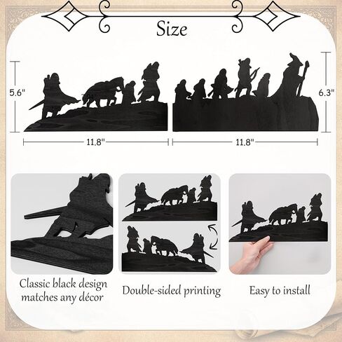 Cbloxtor Fantasy Adventure Wall Decor 23.6" Wooden Journey Silhouette Wall Art, 2 Piece Rustic Wood Wall Sign with Adhesive Dots, Double Sided Black Finish for Living Room, Entryway, Office, Study Room Decor in Saudi Arabia