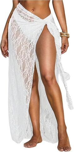 SHENHE Women's Sarong Coverups Bathing Suit Wrap Skirt Sheer Lace Swimsuit Cover Up in Kuwait