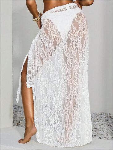 SHENHE Women's Sarong Coverups Bathing Suit Wrap Skirt Sheer Lace Swimsuit Cover Up in Kuwait