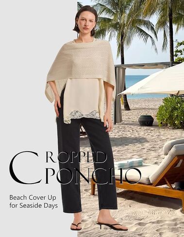 PULI Women Beach Cover Up: Crochet Cropped Poncho Lightweight Knit Pullover Bolero Swimsuit Coverup Summer Vacation Outfits in Saudi Arabia