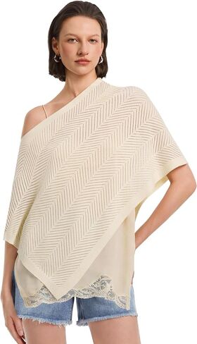 PULI Women Beach Cover Up: Crochet Cropped Poncho Lightweight Knit Pullover Bolero Swimsuit Coverup Summer Vacation Outfits in Saudi Arabia