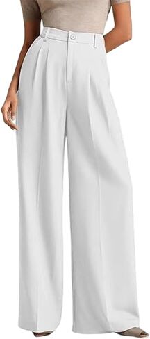 Women's Polka Dot Wide Leg Dress Pants High Waisted Straight Leg Pleated Slacks Casual Bussiness Work Trousers in Saudi Arabia