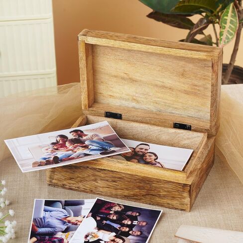Ajuny Wooden Decorative Jewelry Box with Heart Design Carving - Multipurpose Treasure Chest Storage Keepsake Box Necklaces Watch Organizer Boxes Birthday Gifts for Women & Men 10x6 Inch in Saudi Arabia