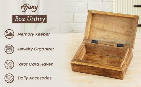 Ajuny Wooden Decorative Jewelry Box with Heart Design Carving - Multipurpose Treasure Chest Storage Keepsake Box Necklaces Watch Organizer Boxes Birthday Gifts for Women & Men 10x6 Inch in Saudi Arabia