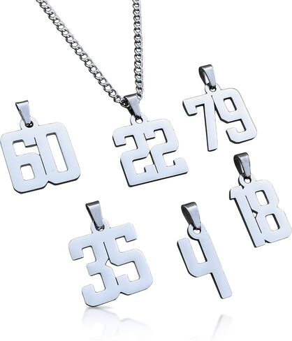 00-99 Custom Number Pendant With Chain Necklace - Stainless Steel in Saudi Arabia