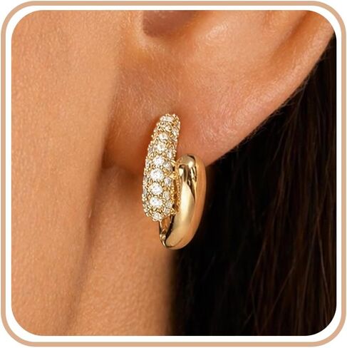 Chunky Gold Silver Earrings for Women Trendy 14K Gold Plated Hypoallergenic Cartilage Hoop Earrings Stack 925 Sterling Silver Post Summer Statement Cute Drop Earrings for Sensitive Ears Women Jewelry in Saudi Arabia