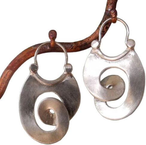Gypsy Curl Metal Hoop Earrings for Women Jewelry Tribal Silver Color Hollow Spiral Winding Hanging Dangle Earrings in Saudi Arabia