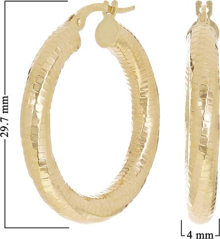 Italian 14k Yellow Gold Honeycomb Hollow Round Hoop Earrings 1.2" 4mm 3.5 grams in Saudi Arabia