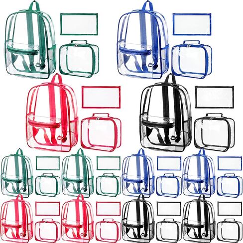 36 Pack Clear Backpacks Bulk - Transparent See Through Bookbags, Lunch Bags & Pencil Pouch Set (Vibrant Multicolor) in Saudi Arabia