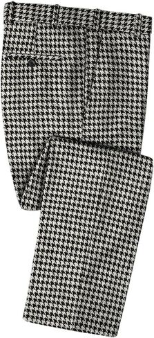 Mens Big Houndstooth BW Tweed Slim Fit Pants Thick Trousers for Winter in Saudi Arabia