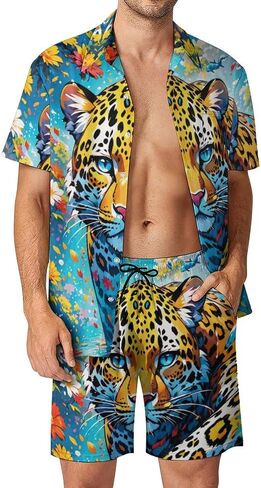Men's Sharks Pattern Short Sets Outfits 2-piece Summer Short Sleeve Shirt And Shorts Set Classic Sport Suit in Saudi Arabia