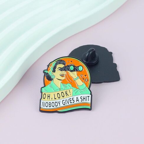 Oh Look Nobody Gives A Sht Pin Brooch, 1950s Housewife Meme Enamel Pin,Gift For Sarcastic Friend Sassy Girl Women, Internet Meme Brooches, Vintage Lady Attitude Lapel Badge, Dark Humor Accessories in Kuwait