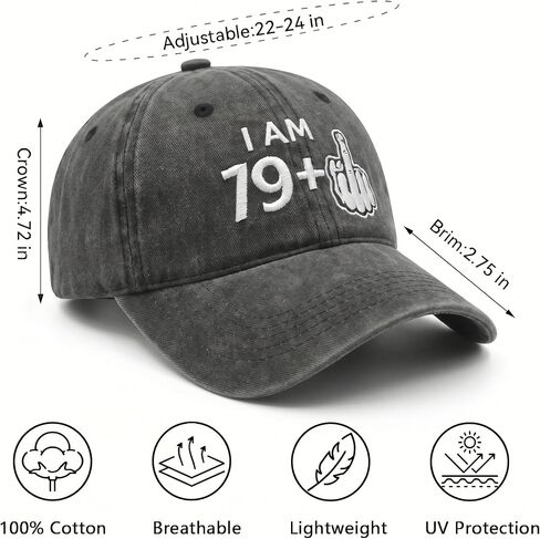 80th Birthday Gifts for Men Women,80th Birthday Decorations,Washed Cotton Baseball Cap Black in Saudi Arabia