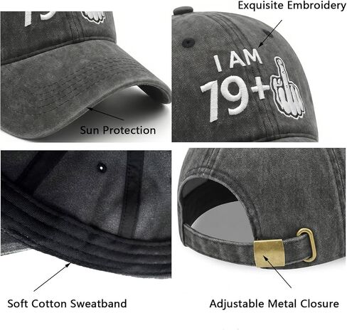 80th Birthday Gifts for Men Women,80th Birthday Decorations,Washed Cotton Baseball Cap Black in Saudi Arabia