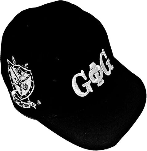 4J Groove Phi Groove Social Fellowship Embroidered Baseball Cap, Black and White, Adjustable, Shield Logo, 1962 in Kuwait