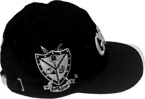 4J Groove Phi Groove Social Fellowship Embroidered Baseball Cap, Black and White, Adjustable, Shield Logo, 1962 in Kuwait