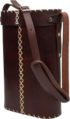 Matero Bag for Yerba Mate Gourd and Thermos, Fully Leather, Handmade Artisanal, With Handle and Shoulder Strap, Essential for Travel, Picnic, Camping and Home Use - (Color Brown) in Saudi Arabia