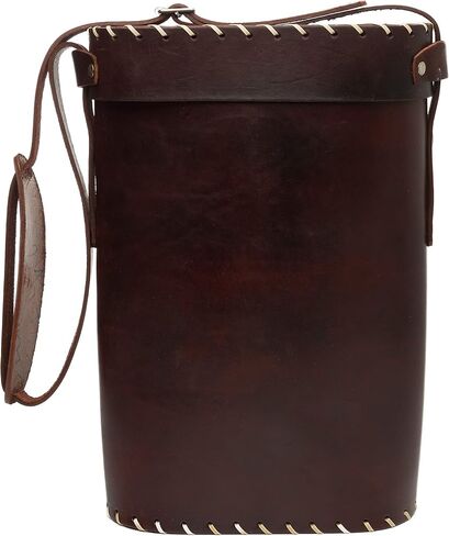 Matero Bag for Yerba Mate Gourd and Thermos, Fully Leather, Handmade Artisanal, With Handle and Shoulder Strap, Essential for Travel, Picnic, Camping and Home Use - (Color Brown) in Saudi Arabia
