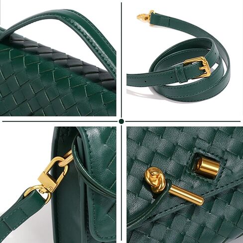 Evening Woven Handbag for Women Casual Fashion Crossbody Bags Vegan Leather Shoulder Handbag for Cocktail Party, Work (Silver) in Saudi Arabia